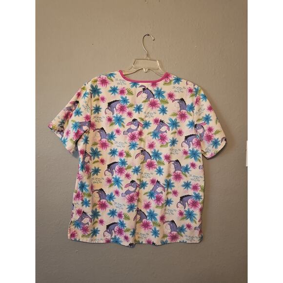 Eeyore Disney L Scrub Top To Know Me to Love Me Winnie Pooh Nurse Veterinarian - Picture 3 of 5
